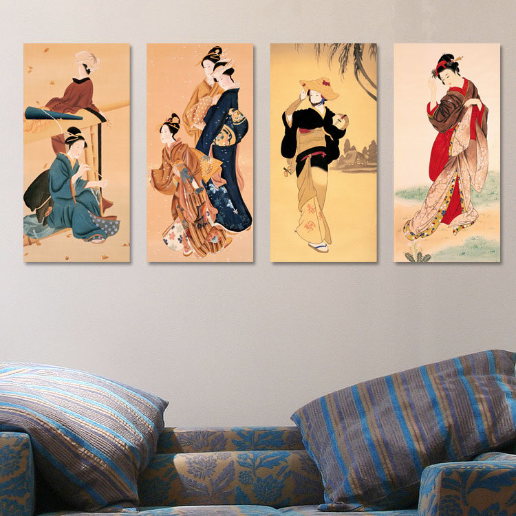 日本仕女图装饰画浮世绘榻榻米竖版寿司店料理店壁画酒店日式挂画