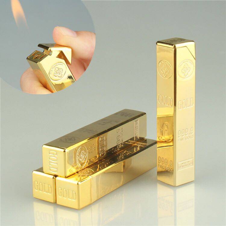 抖音同款金条打火机超薄充气防风砂轮明火一比充气打火机