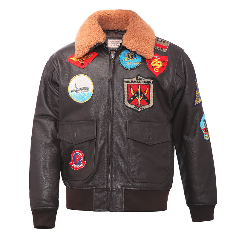 飞行复古刺绣g1夹克头层牛皮皮衣男士真皮皮衣