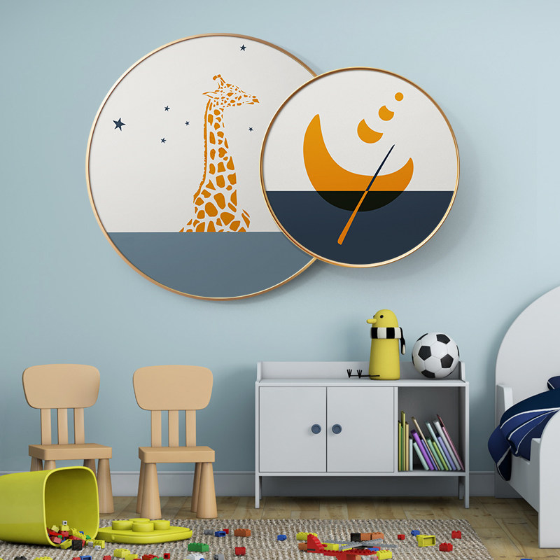 北欧简约装饰挂画儿童床头卧室组合创意卡通现代装饰画
