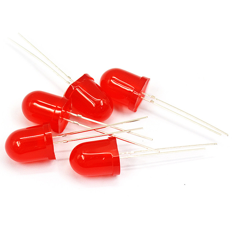 直插发光10mm发光二极管红发发红f10mm红色led长脚led灯珠