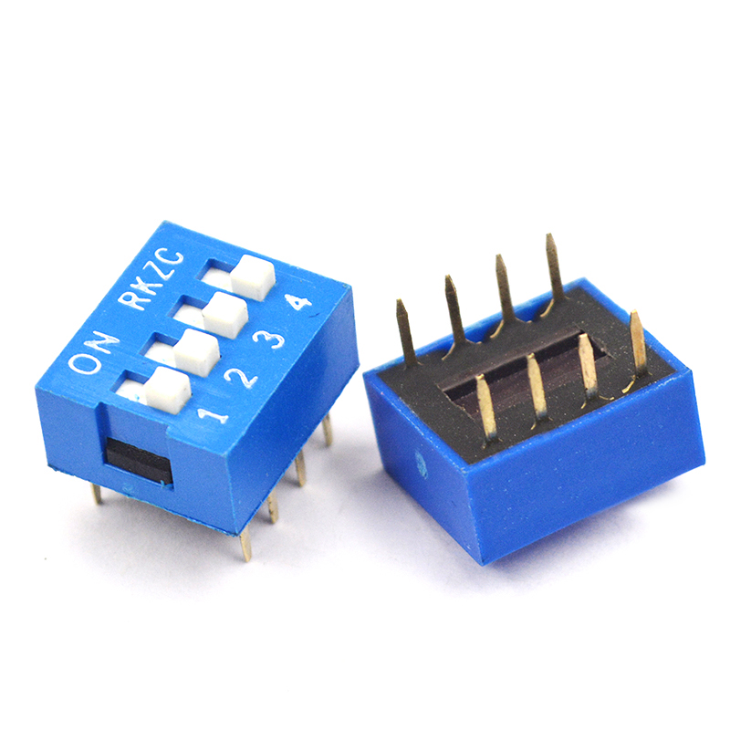 risym拨码开关直插平拨254间距4位4p蓝色5个开关