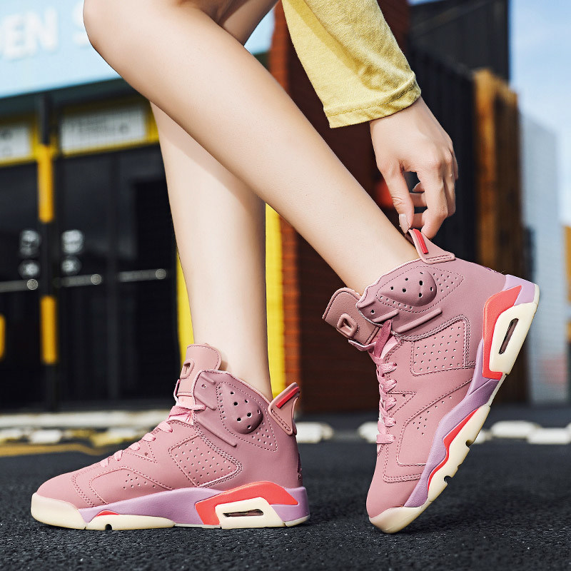 aj官方旗舰店官网正品女鞋春季aj6樱木花道球鞋女脏粉高帮篮球鞋