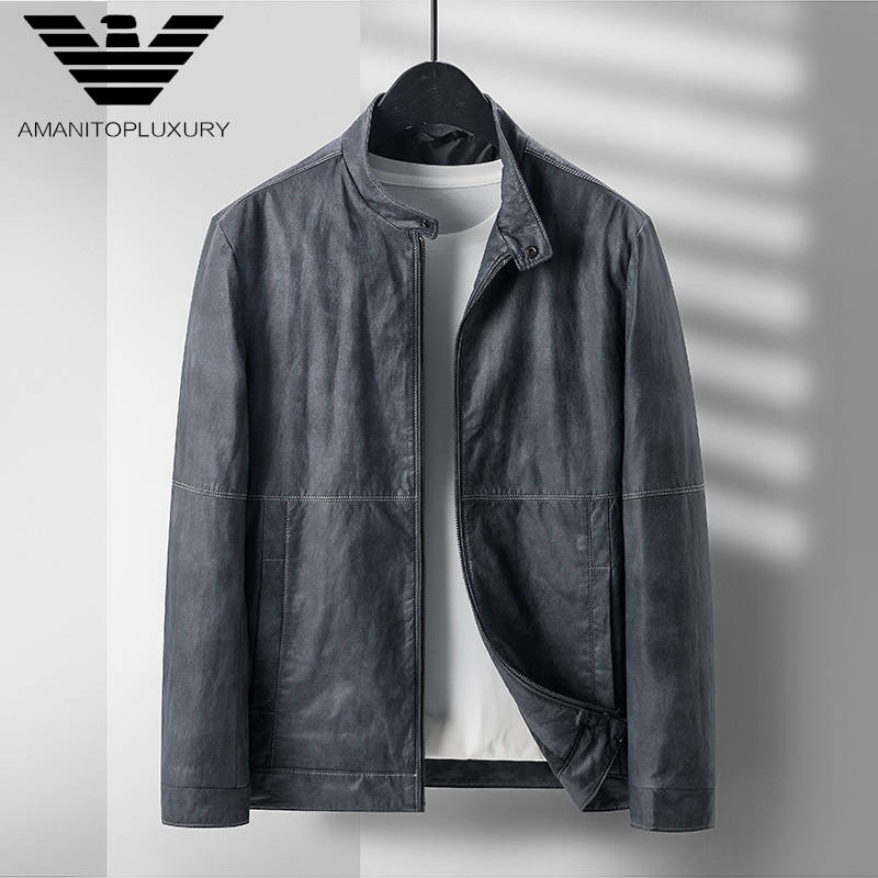 皮衣男春秋季新款韩版修身潮流皮夹克中年男士帅气薄款机车外套