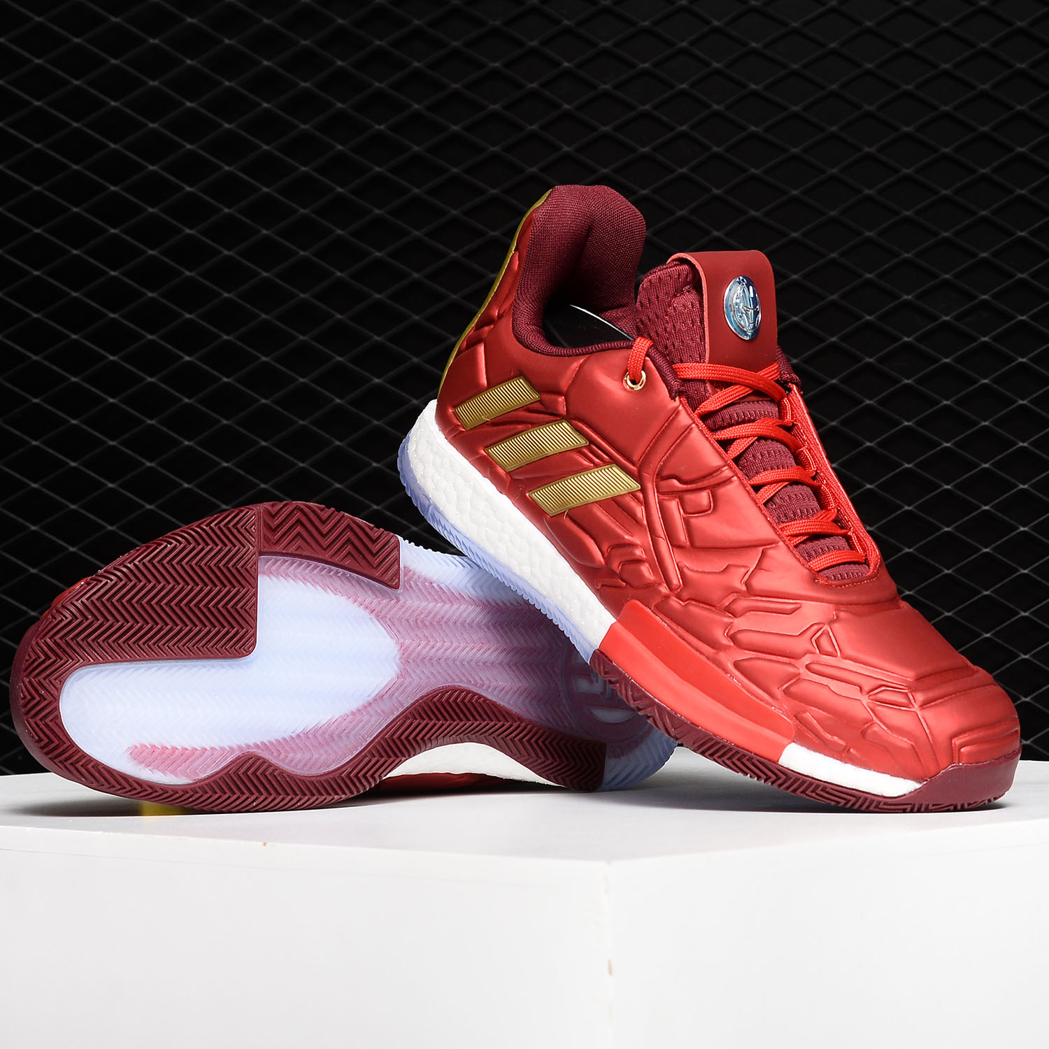 adidas/阿迪达斯正品男子漫威联名款钢铁侠缓震低帮篮球鞋 ef2524