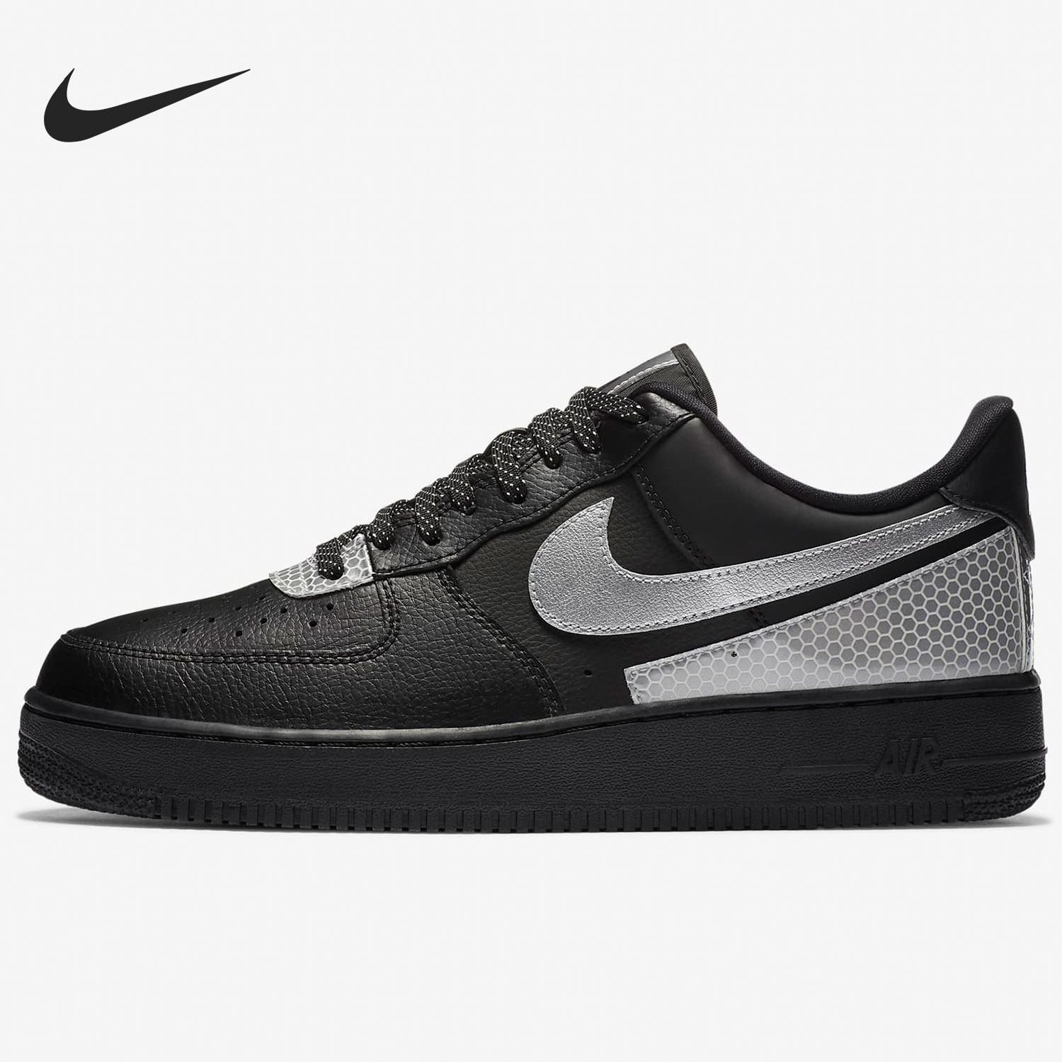 nike耐克正品airforce3mlow反光黑银运动板鞋