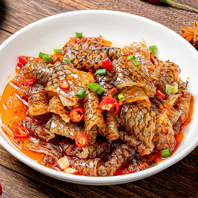 整箱红油鱼皮卷220g40包qq鱼皮酒店饭店半成品凉菜