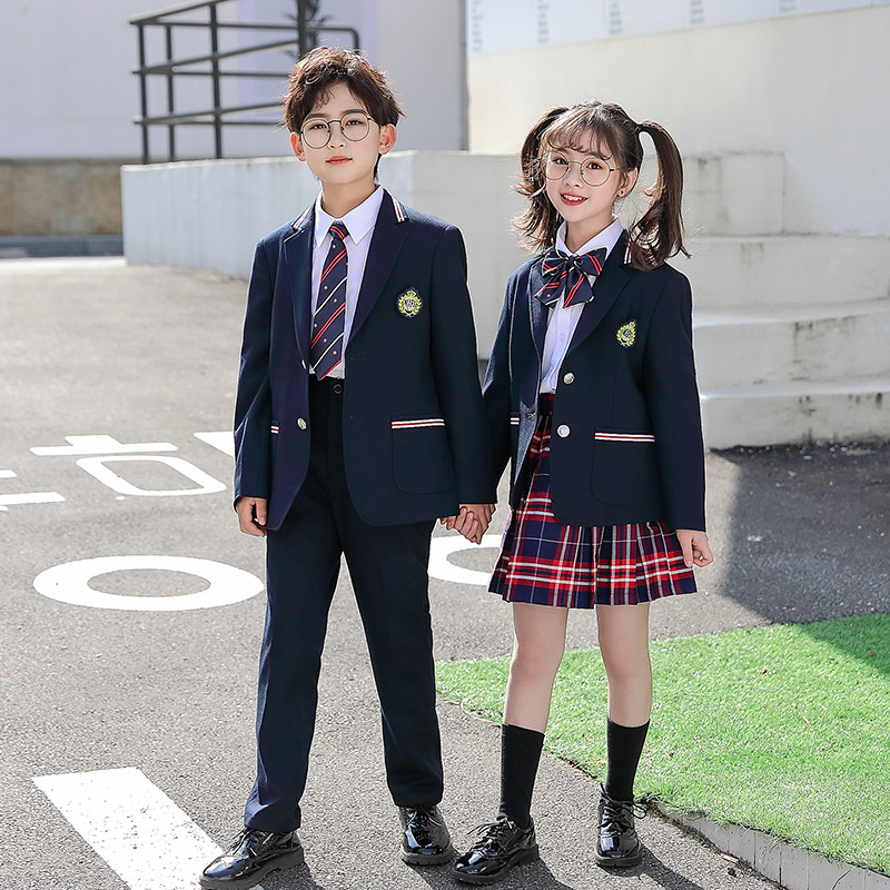 西装班服小学生校服春秋秋装套装女童jk三件校服