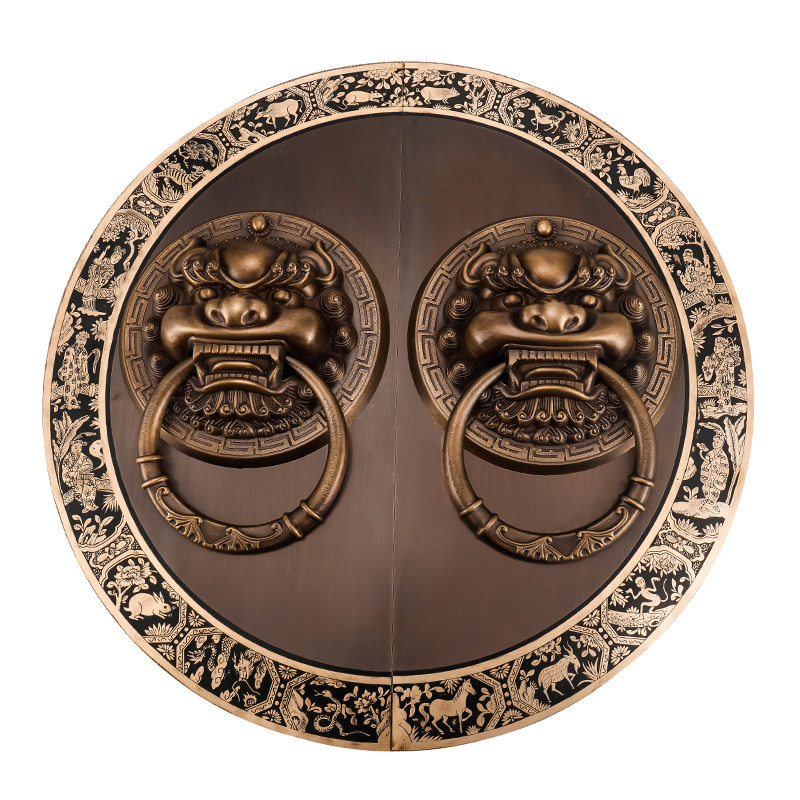 仿古纯铜老式开门大门门拉手铜门门环把手兽头小拉手