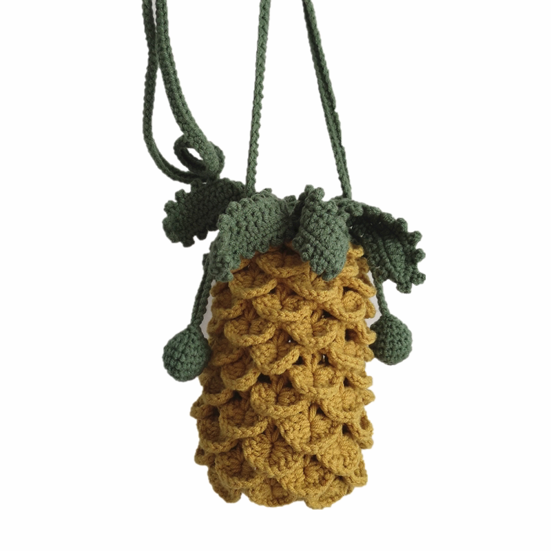 勾勾勾乐手工菠萝挎包复古手机钩针毛线diy毛线