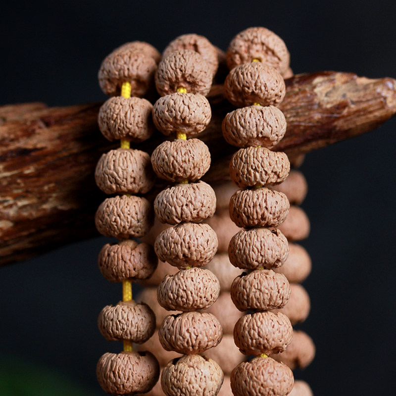 尼泊尔野生磨盘莲花菩提提子原籽手手链项链多圈佛珠