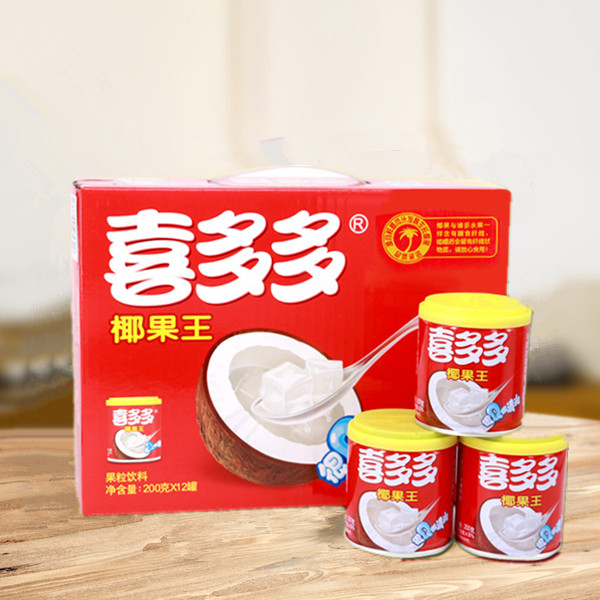 喜多多椰果王大果粒水果罐头儿童饮料200g*12瓶福建特产 整箱包邮