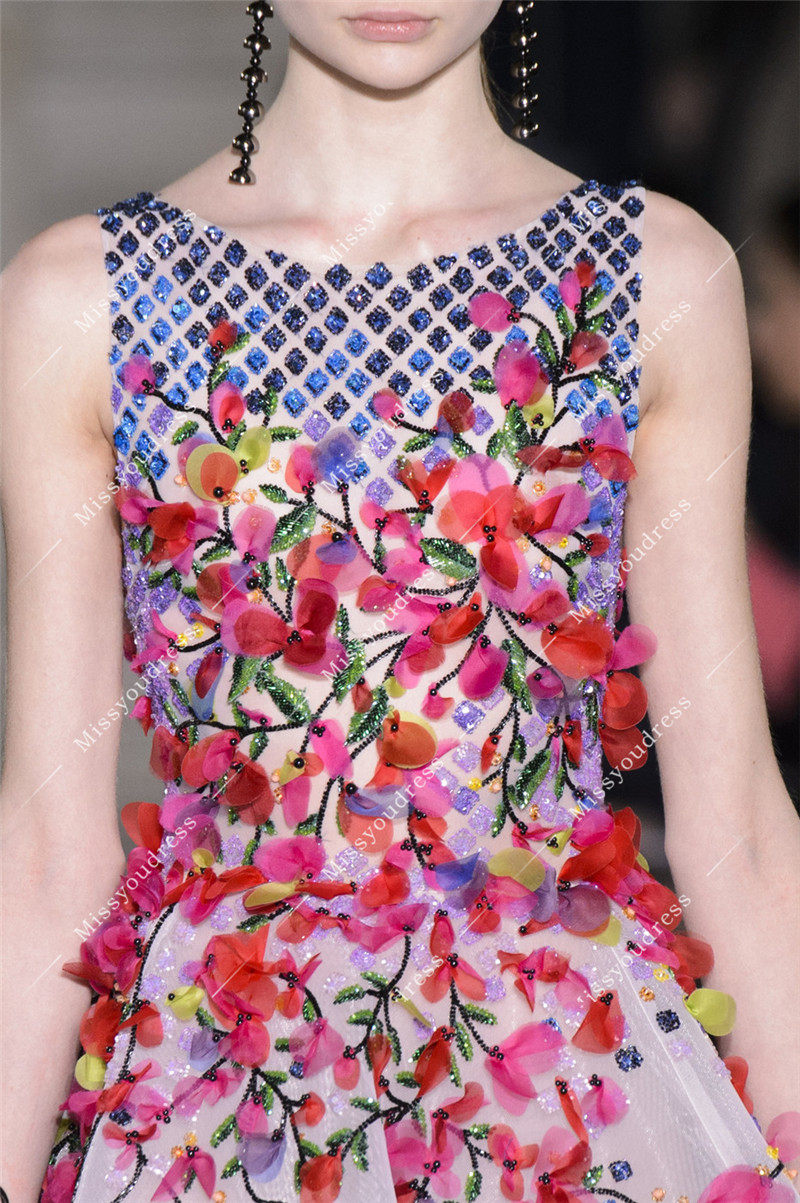 礼服主持敬酒新娘生日红毯年会新款花色花朵礼服