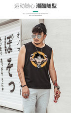 背心男夏季青少年港风潮流ins腰果花坎肩男士外穿宽松纯棉无袖t恤 背心男夏季青少年港风潮流ins腰果花坎肩男士外穿宽松纯棉无袖t恤