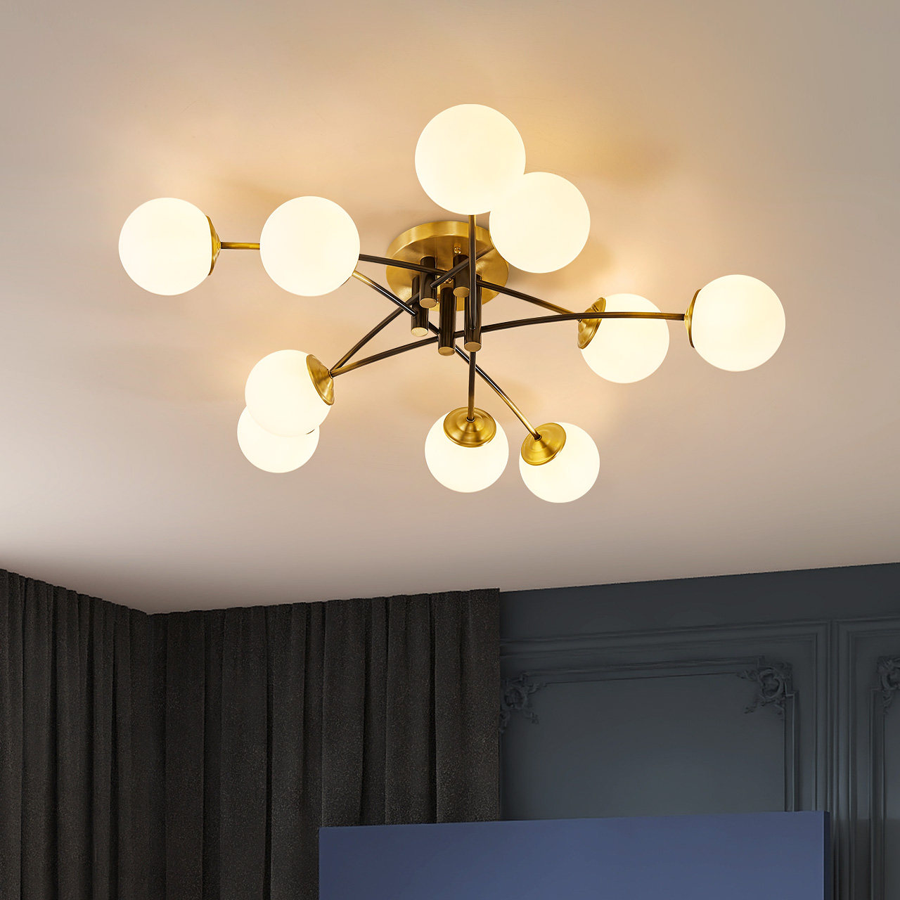 雷士照明全铜创意简约分子吊灯北欧风格客厅客厅吊灯