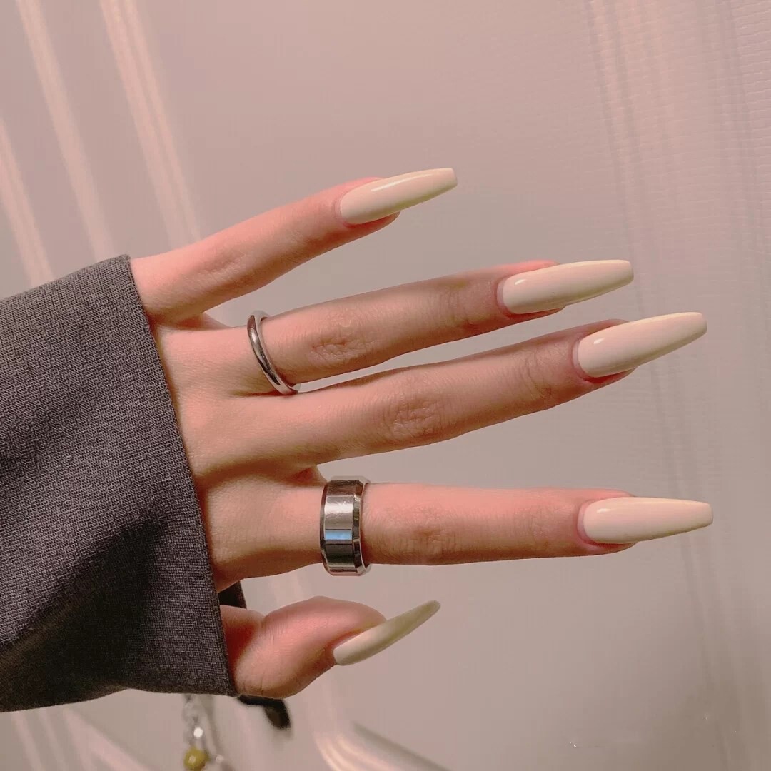 秋冬穿戴磨砂纯色长圆白长圆手工书显手小红欧美美甲工具