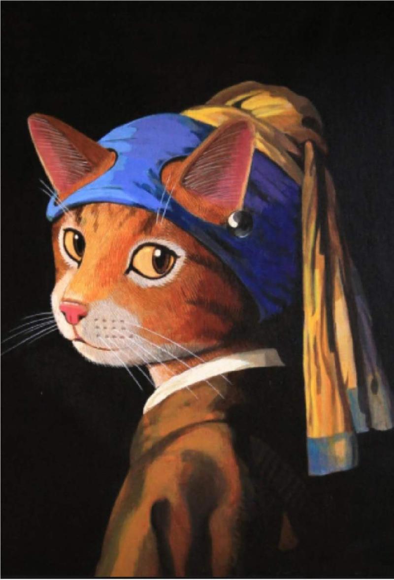 台湾山本美术馆猫咪1000片蒙娜丽莎少女耳环进口珍珠拼图