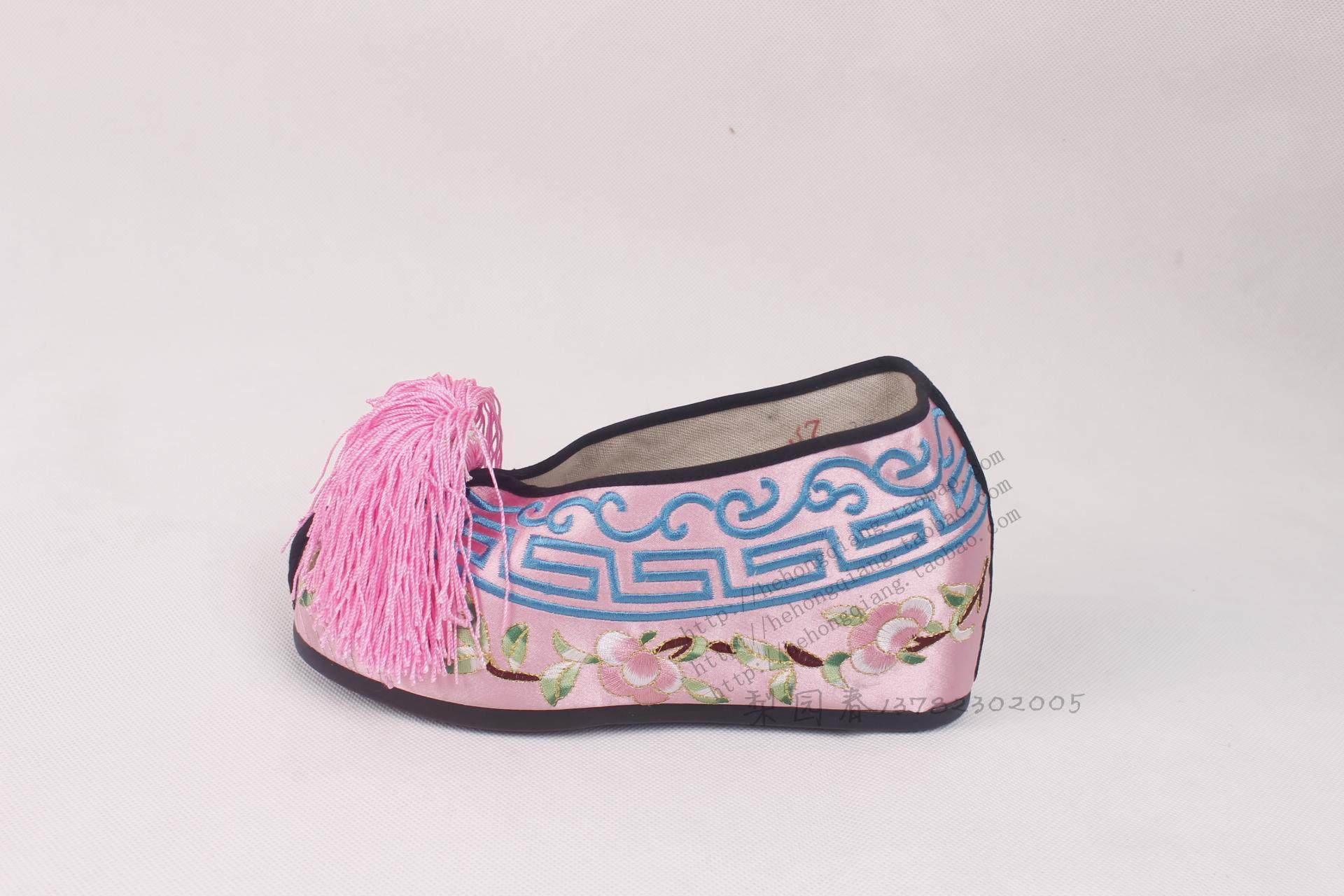 平底戏曲增高绣花古装花旦女鞋小孩戏鞋舞蹈鞋布鞋