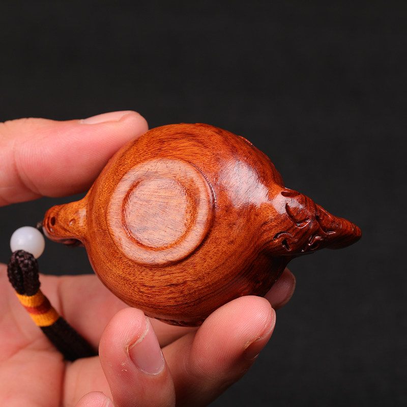 红木雕茶壶挂件文玩花梨手把件男士小把玩实木随身喜上眉梢把把壶