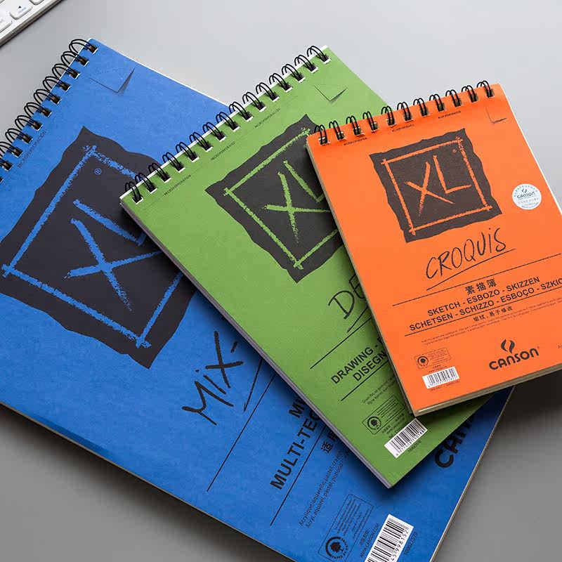 法国康颂xl素描本8k16k粗/细纹水彩纸丙烯本8开大号加厚水溶彩铅专业