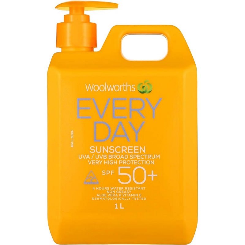 澳洲woolworths防晒霜大桶spf50防水1升澳大利亚直邮大瓶防晒霜
