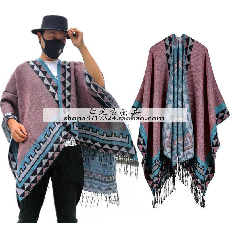 清仓西部牛仔风男士开叉披风斗篷欧美仿羊绒保暖空调大披肩围巾女