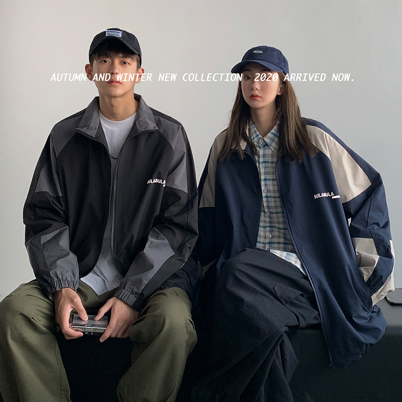 @方少男装 宽松情侣加棉加厚外套男秋冬韩版潮流ins拼色休闲夹克