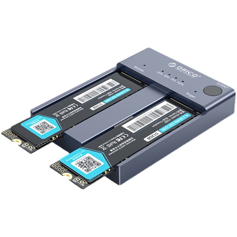 orico奥睿科m2nvme固态硬盘盒双盘位外接pcie拷贝克隆硬盘盒