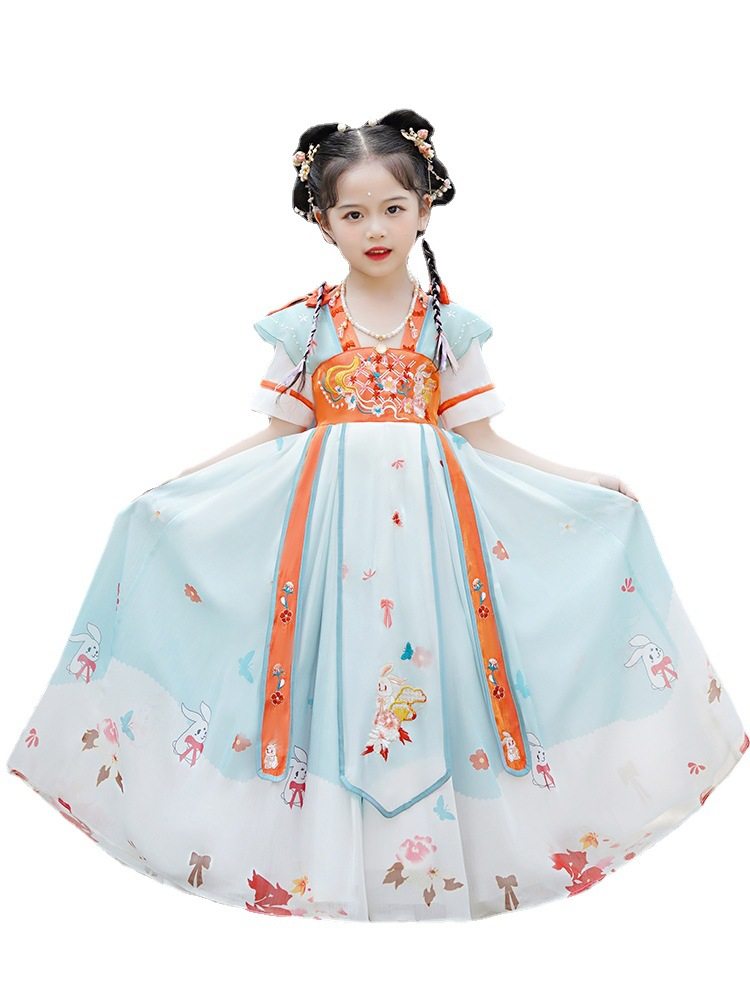 童汉服新款中国风儿童古装中袖襦裙连衣裙小孩唐装汉服裙春季女
