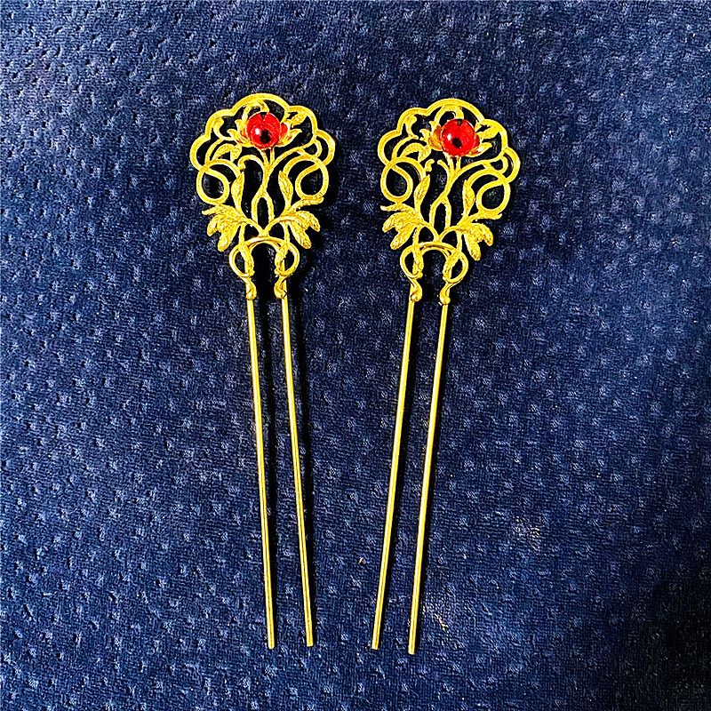 影楼拍摄飞天敦煌金色合金发簪古风唐朝仿妆发饰