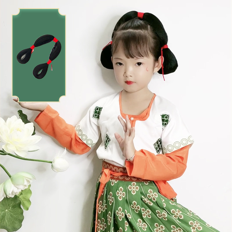假发儿童古装日常小号红绳唐朝发髻可爱仙女发包