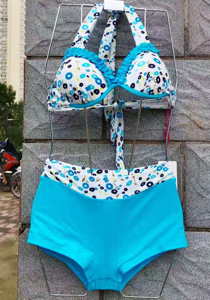 分体裙摆三件件套钢托游泳衣平角内裤三角比基尼比基尼