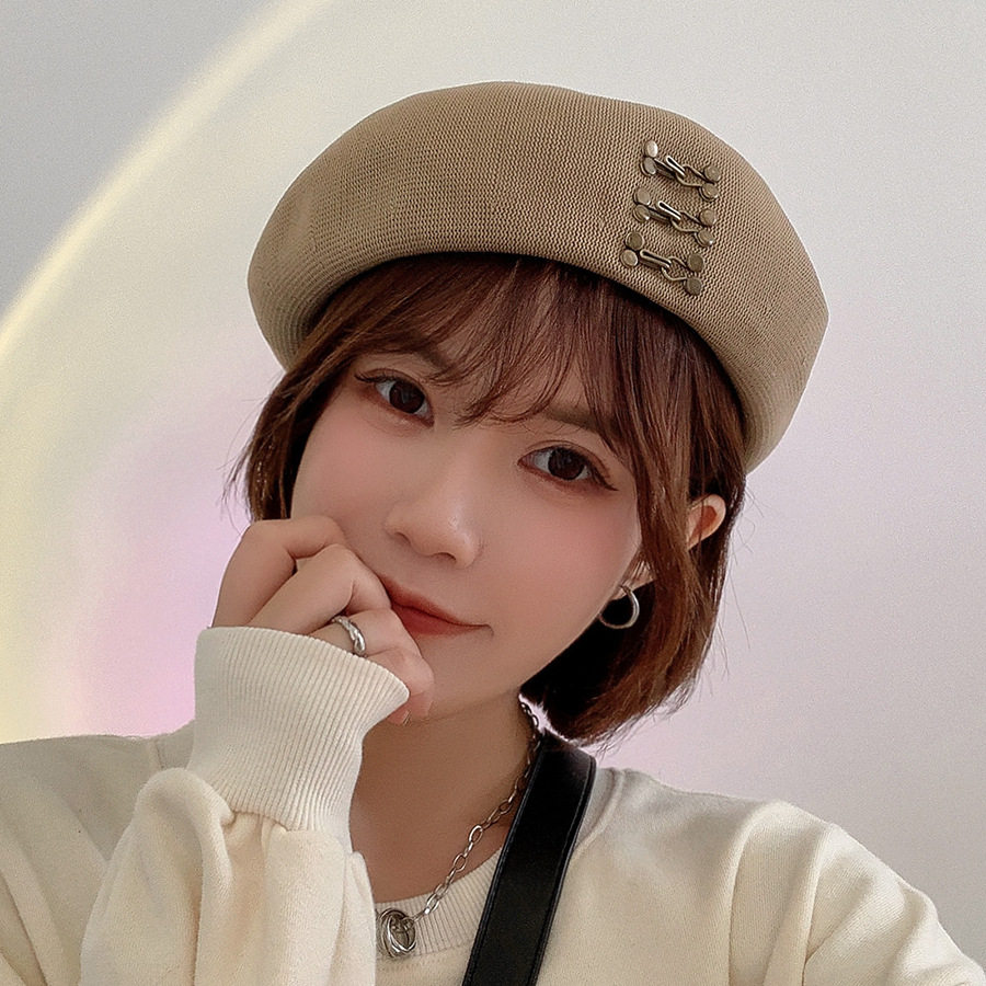 粥可可贝雷帽秋季2021年新短发圆脸适合的帽子女士戴