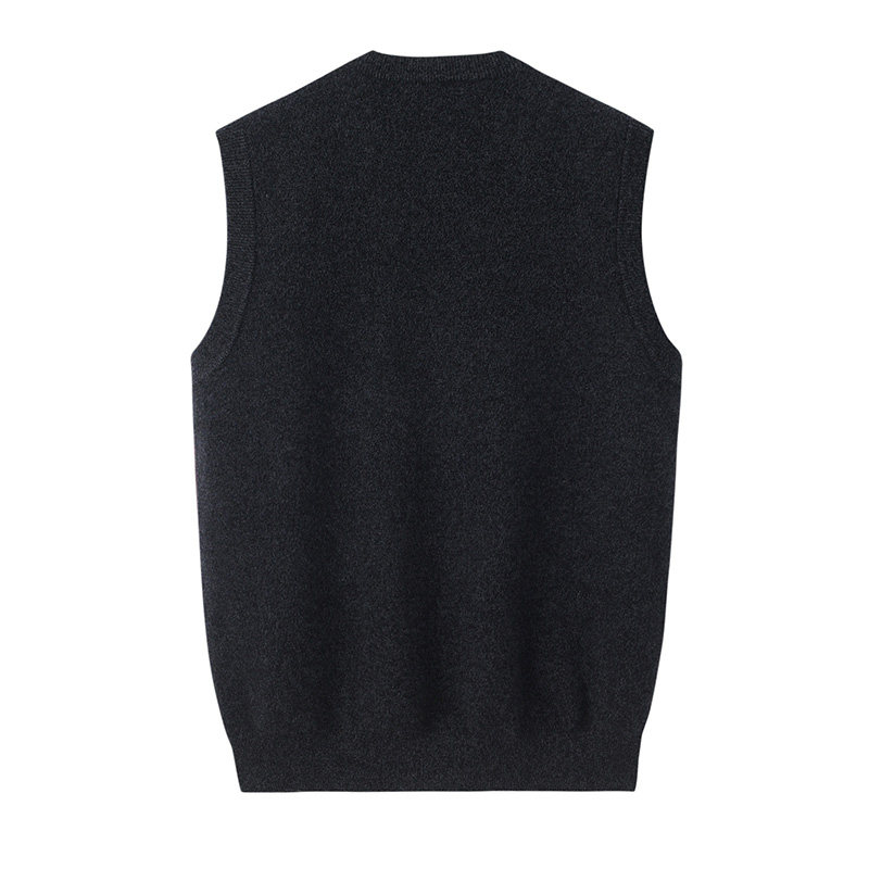 阿绒深灰菱格商务背心带兜开襟源纯斯市尔多背心