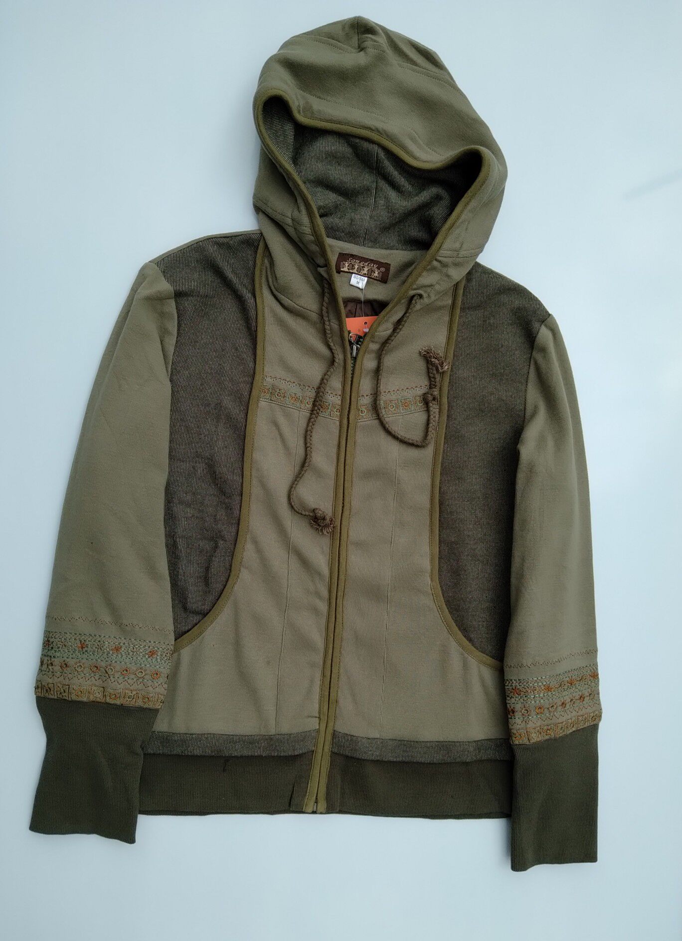 桑迪女装民族绣花休闲100%棉连夹克衫棉衣