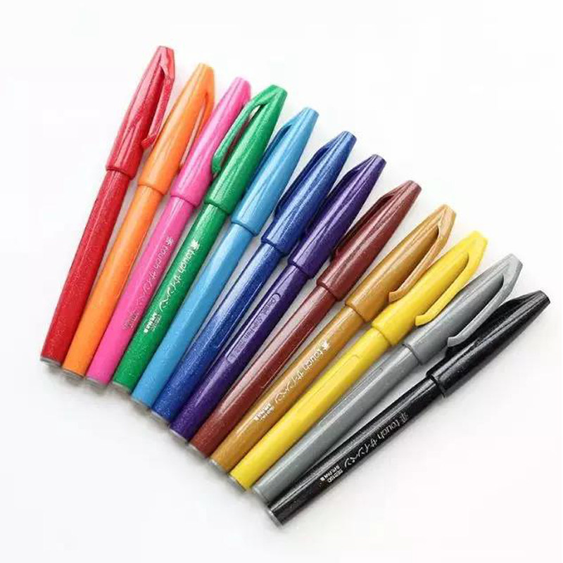 包邮日本派通touch彩色软头毛笔brush软笔手贺卡其它功能笔