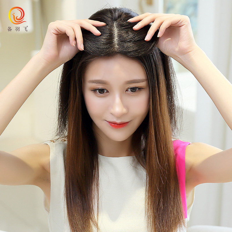 补发头顶真发女士发块发手织递针假发刘海刘海片