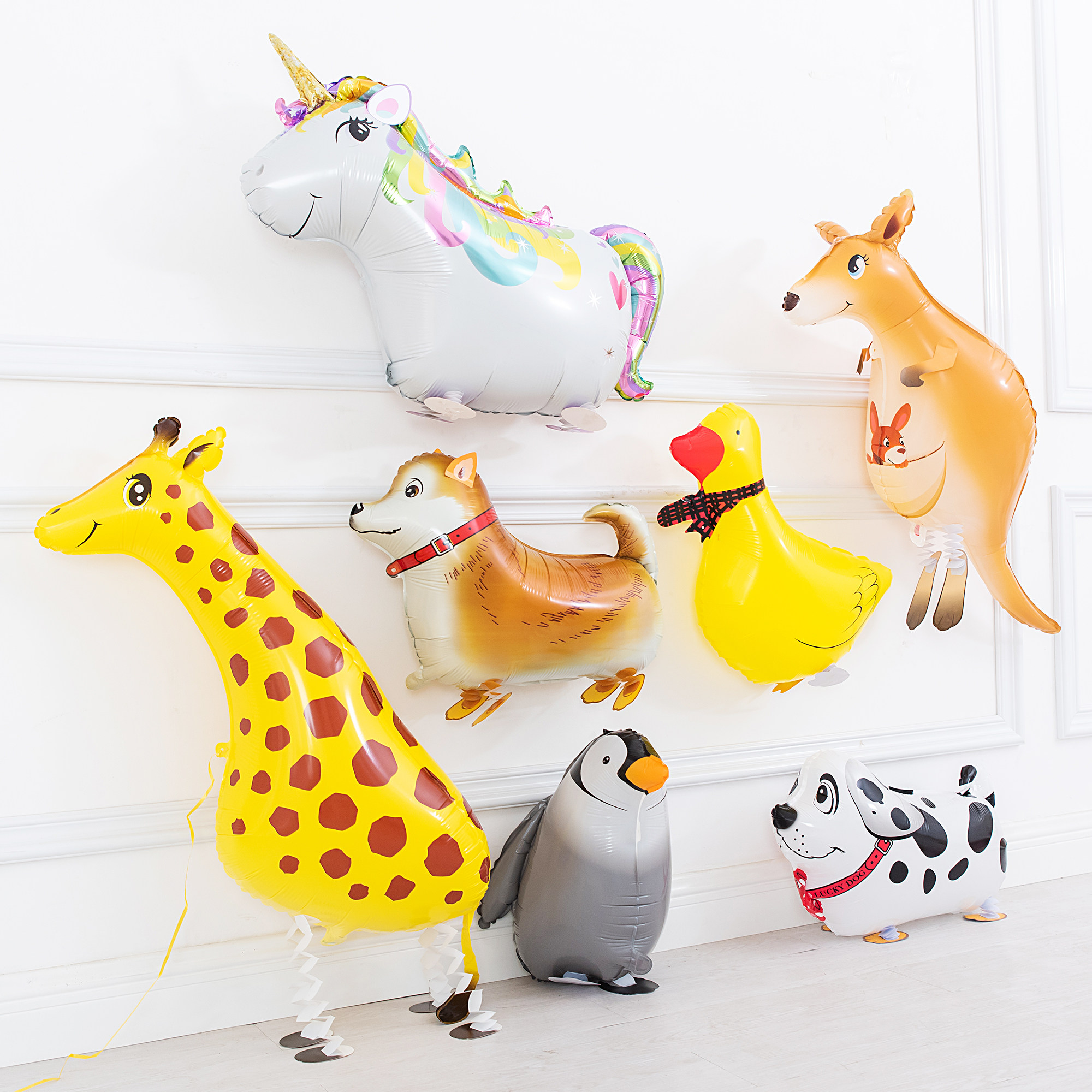 走路卡通铝膜宠物铝箔动物气球宝宝生日派对布置装饰儿童玩具用品