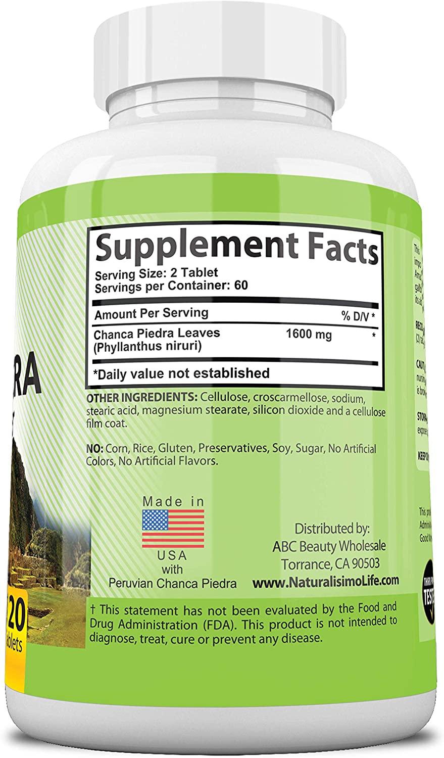 chanca piedra 1600 mg - 120 tablets kidney stone crusher gal