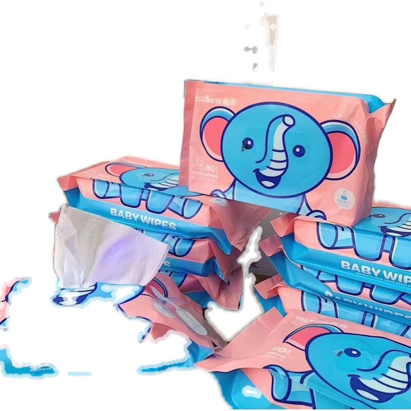 纸巾酷森小飞象湿巾整箱家庭宝宝手口儿童9包湿巾