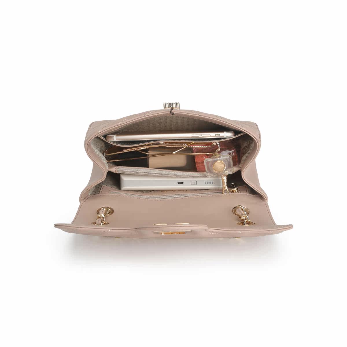 pierre cardin/皮尔卡丹牛皮女包新款链条小包单肩斜挎小方包