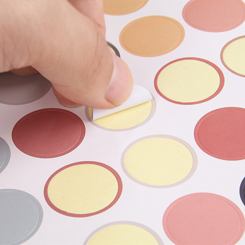 贴纸ins风彩彩色圆点莫兰兰迪大地封口贴手贴纸