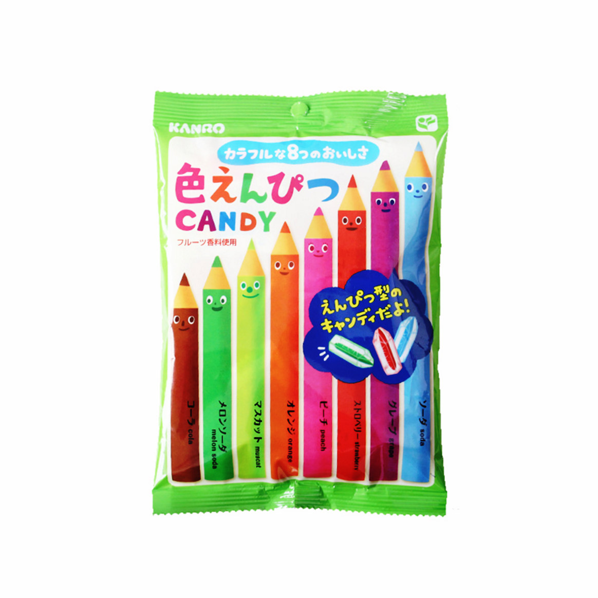日本进口 甘乐甘露彩色铅笔糖 8味什锦综合水果糖80g儿童糖果喜糖