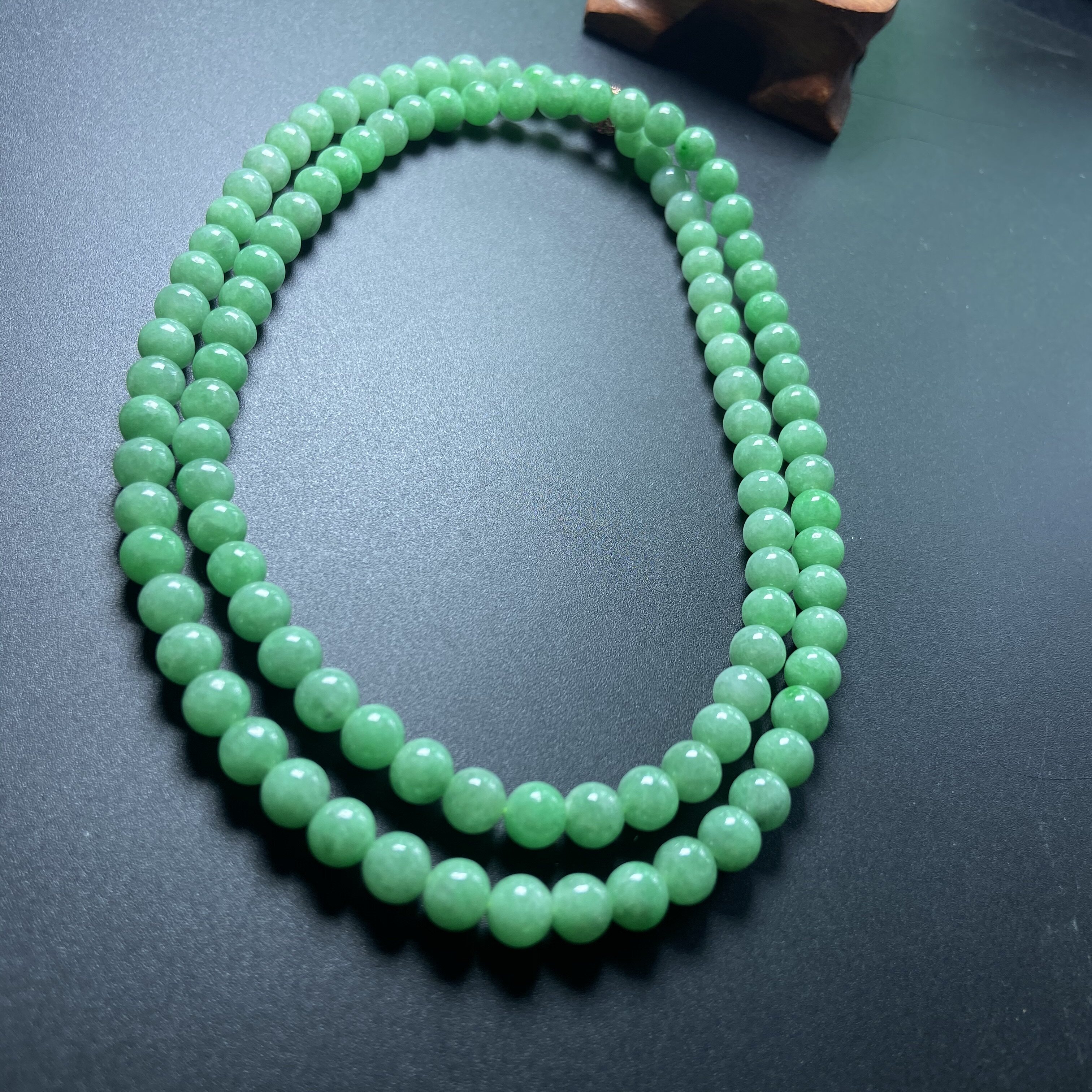 善诚翡翠天然豆种苹果圆珠项链约卡颈饰