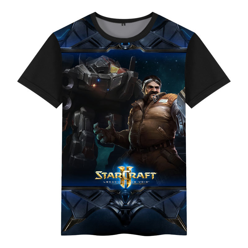 星际争霸2游戏虫族刀锋女王周边潮流印花夏季男学生大码短袖上衣