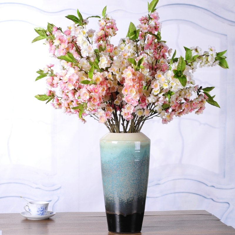 新款仿真桃花花枝绢花花卉客厅插花花艺摆件仿真花