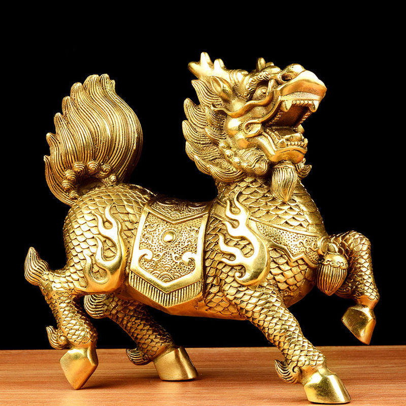 工艺品摆件帝祖麒麟全铜送子摆设一对卧室家居装饰摆件