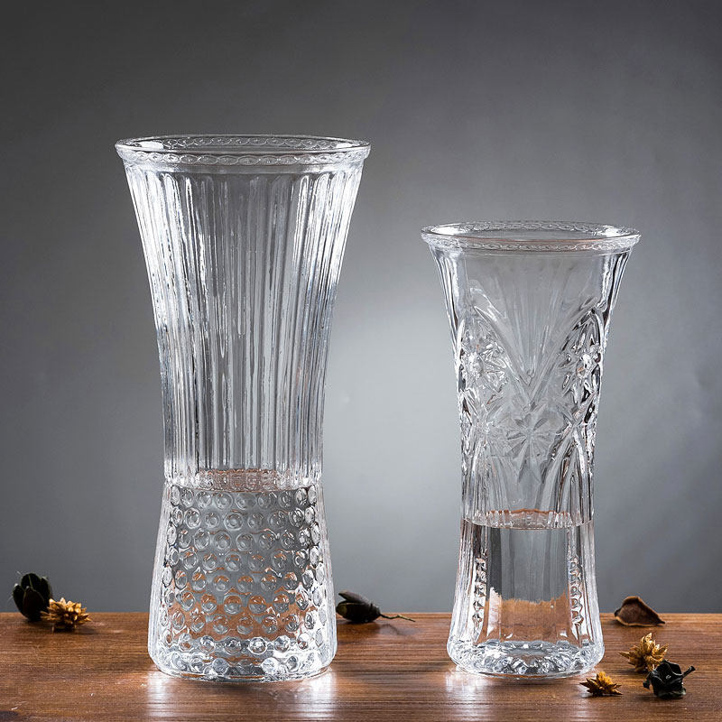 简约透明玻璃花瓶透明 水培富贵竹花器 客厅装饰摆件落地插花器皿