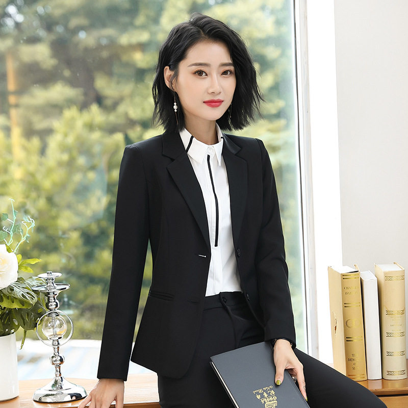 冲量特惠价大码长袖职业装前台女工工作服女士西装职业女裤套装