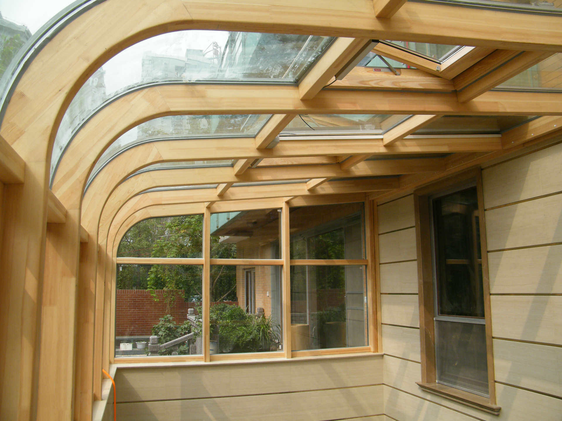 【阳光房定制】北京铝包木圆弧顶阳光房玻璃房断桥铝合金门窗休闲房